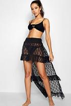 Boohoo Tegan Lace Frill Dip Hem Beach Maxi Skirt