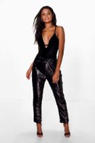 Boohoo Boutique Loren Sequin Slim Fit Trousers Black