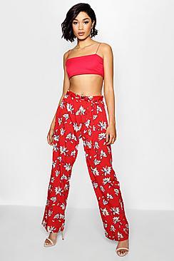 Boohoo Elise Floral Woven Wide Leg Trouser