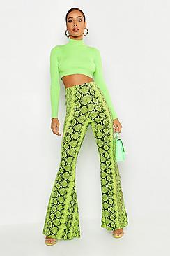Boohoo Neon Snake Wide Leg Trouser