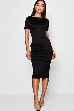 Boohoo Abigail Roll Sleeve Midi Dress