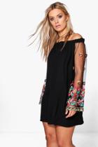 Boohoo Plus Lottie Embellished Off The Shoulder Dress Black