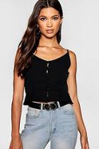 Boohoo Button Through Peplum Hem Crop Cami