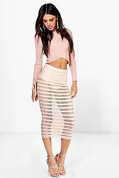 Boohoo Antalya Mesh Overlay Midi Skirt
