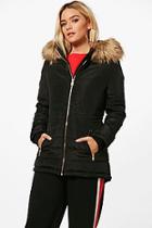 Boohoo Zoe Quilted Jacket With Faux Fur Trim