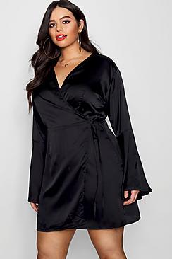 Boohoo Plus Harriet Wrap Kimono Sleeve Dress
