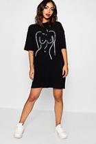 Boohoo Body Print Oversized T-shirt Dress