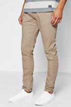 Boohoo Rouched Leg Peached Finish Chino Trousers Stone