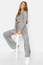 Boohoo Rib Funnel Neck Cropped Top &  Trouser Co-ord