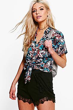 Boohoo Ellie Tropical Print Shirt