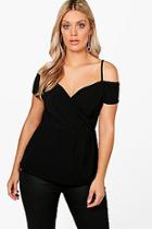 Boohoo Plus Amelia Open Shoulder Wrap Top