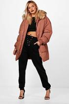 Boohoo Eleanor Boutique Padded Coat With Faux Fur Trim