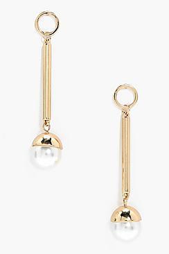 Boohoo Bethany Circle Bar Pearl Drop Earrings
