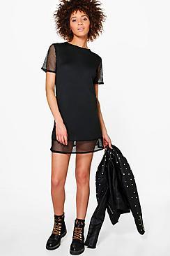 Boohoo Annie Airtex Detail Fine Knit Dress