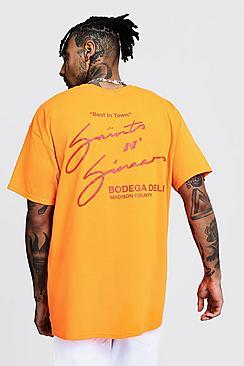 Boohoo Oversized Saints Back Print Neon Short Sleeve Tee
