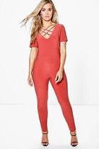 Boohoo Plus Arianna Strappy Front Jumpsuit