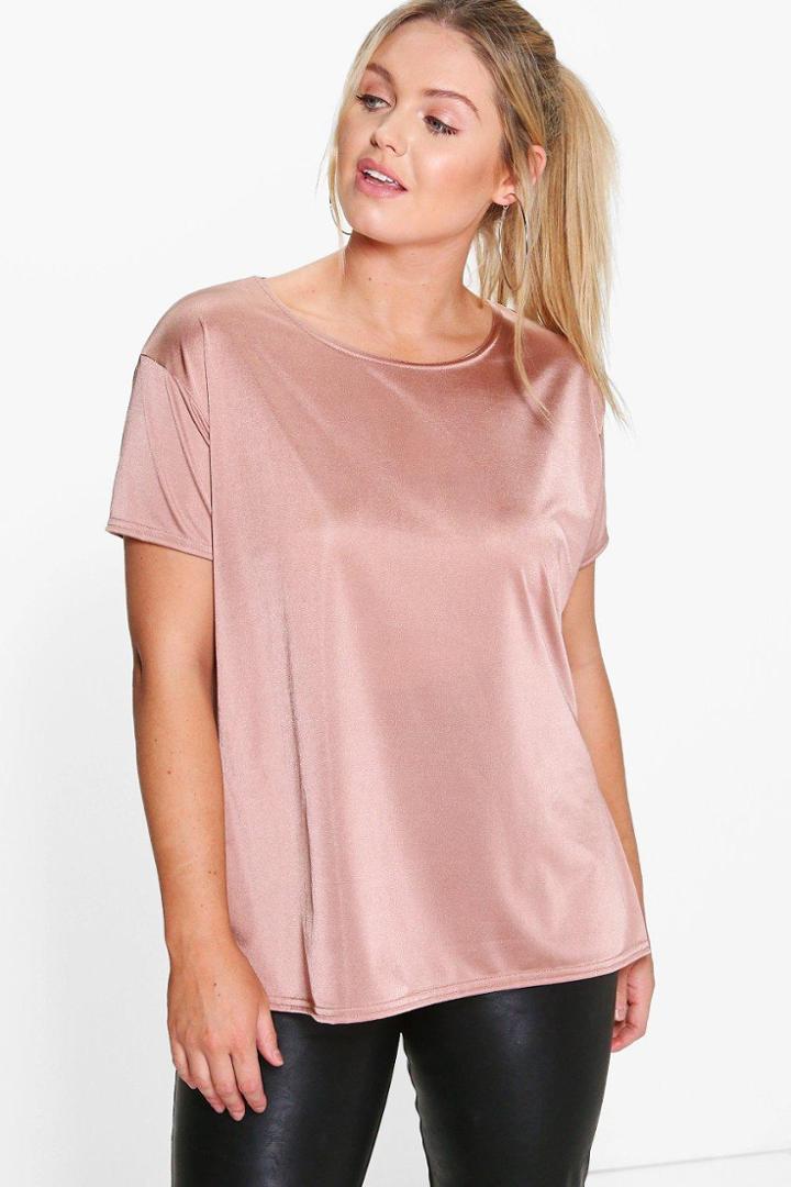 Boohoo Plus Debbie Slinky Boxy T-shirt Rose