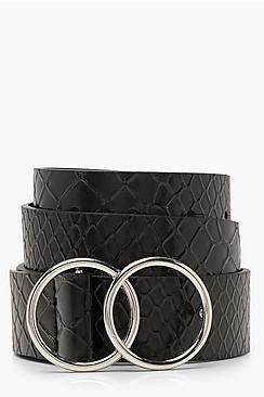 Boohoo Double Ring Croc Belt