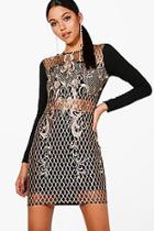 Boohoo Sophia Baroque Sequin Lace Dress