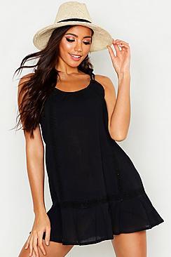 Boohoo Embroidered Cheeselcoth Beach Dress