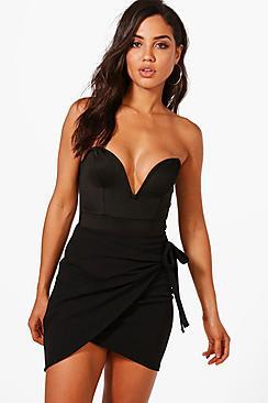 Boohoo Valencia Wrap Front Tie Waist Mini Skirt