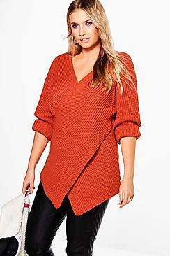 Boohoo Plus Laura Rib Knit Front Jumper