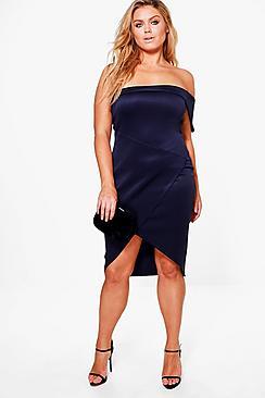Boohoo Plus Jess Bandeau Wrap Midi Dress