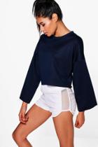 Boohoo Gracie Fit Running Crop Sweat Navy