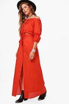 Boohoo Harriet Off Shoulder Crop & Maxi Skirt Co-ord