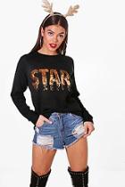 Boohoo Taylor Christmas Star Sequin Knitted Jumper