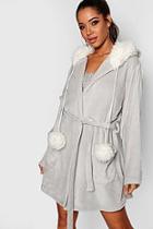 Boohoo Pom Pom Bear Dressing Gown