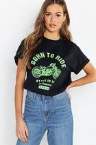 Boohoo Born To Ride Slogan Rock T-shirt