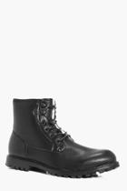 Boohoo Borg Lined Lace Up Worker Boot With Zip Black