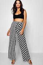 Boohoo Maya Spot & Stripe Culotte Crepe Trouser