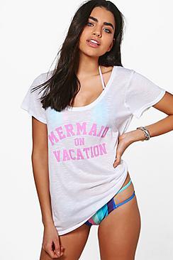 Boohoo Summer Mermaid On Vacation Beach Tee