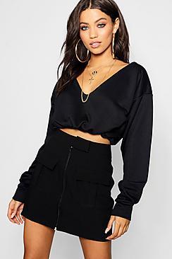 Boohoo Utility Pocket Front Woven Mini Skirt