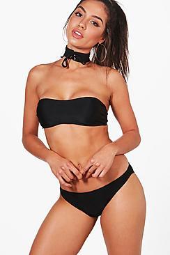 Boohoo Antigua Detachable Choker Lace Up Bandeau Bikini
