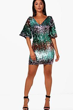 Boohoo Molly Sequin Kimono Sleeve Bodycon Dress