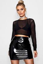 Boohoo Plus Tilly Long Sleeve Mesh Crop Top
