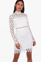 Boohoo Misse Star Print Crochet  Bodycon Dress