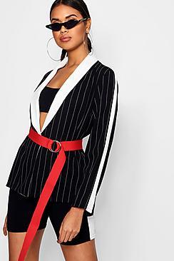 Boohoo Zoe Contrast Pinstripe Blazer