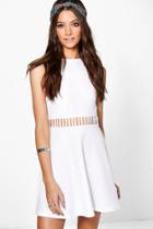 Boohoo Maisie Cut Out Swing Dress White