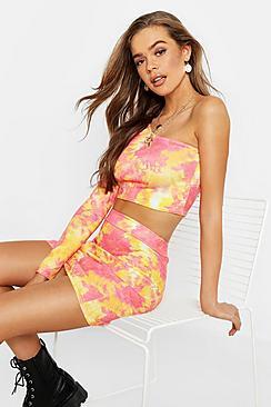 Boohoo Tie Dye One Shoulder Crop Top