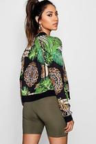 Boohoo Olivia Palm Chain Print Bomber