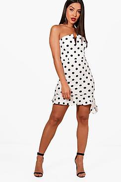 Boohoo Isla Polka Dot Bandeau Bodycon Dress
