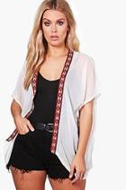 Boohoo Plus Macy Aztec Trim Kimono