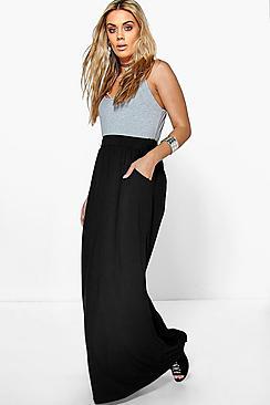 Boohoo Plus Pocket Front Jersey Maxi Skirt