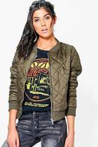 Boohoo Caitlin Quilted Bomber With Contrast Lining