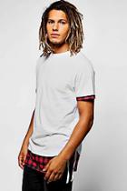Boohoo Skater T-shirt With Extended Check Curve Hem
