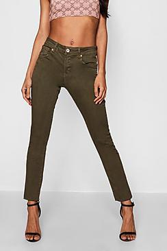 Boohoo Tia Khaki Denim Skinny Jeans
